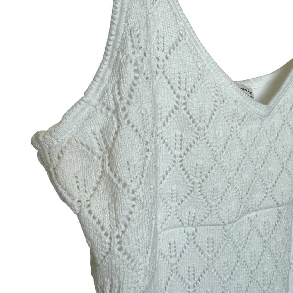 Hollister Women's Lace Crochet Knit Mini Dress White L Summer Sleeveless Casual - Picture 4 of 8